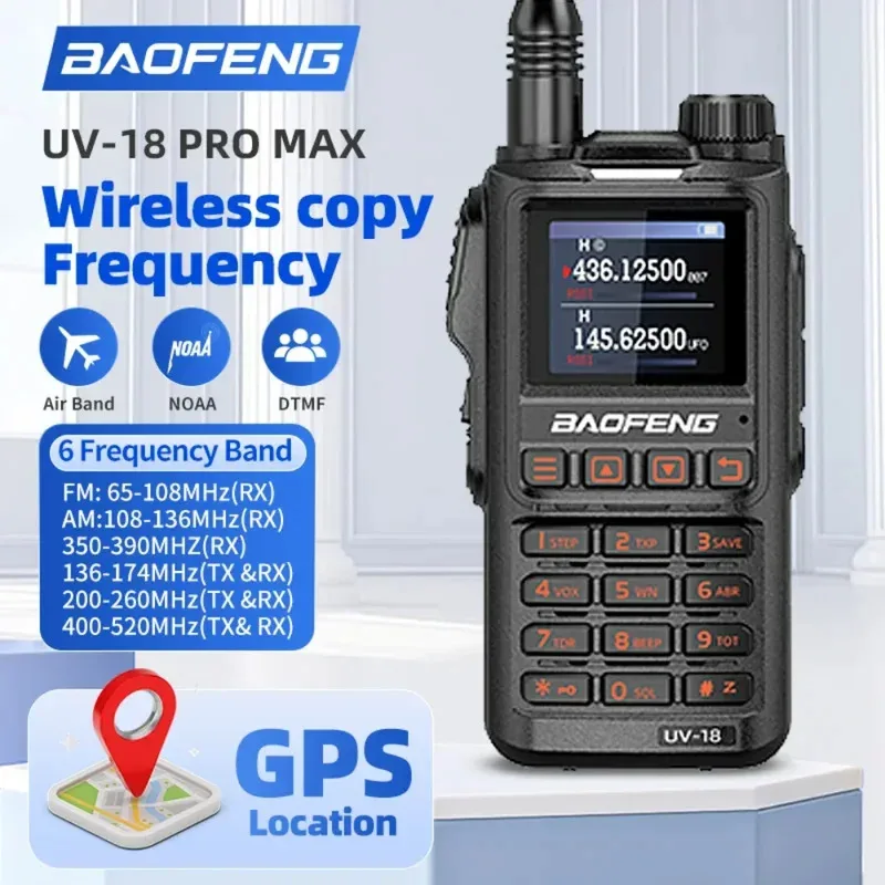 

Baofeng Uv 18L And Uv-18 Pro Max Gps Walkie Talkie Six Band Receiving Waterproof 999Cn Noaa Fm Frequency Wireless Copying Radio