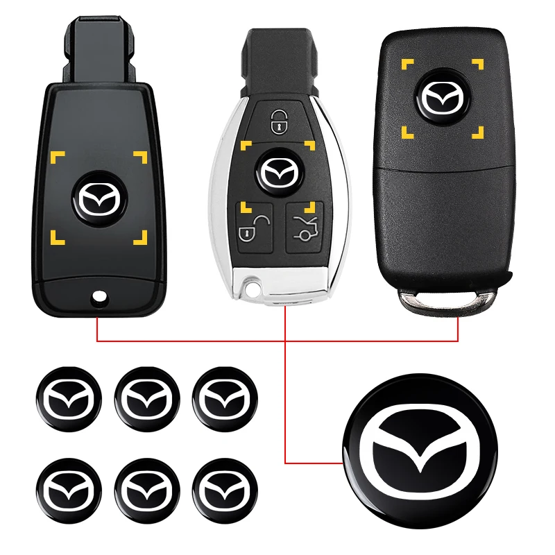 14mm New Car Remote Key Fob Emblem Badge Radio Button Sticker Replacement  For Mazda Axela CX3 CX4 CX5 CX6 CX7 CX9 MX3 RX7 RX8