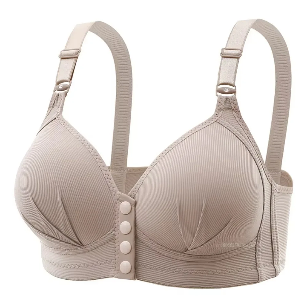 

New No Steel Ring Front Buckle Bra Breathable Soft Traceless Vest Gathered Style Anti-sagging Ladies Underwear Moms