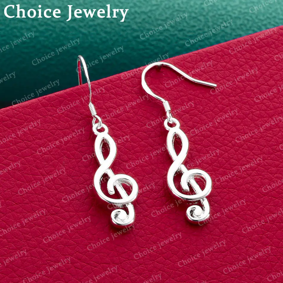 925 Sterling Silver Musical Note Earrings For Woman Wedding Engagement Fashion Music Party Jewelry Christmas Gift