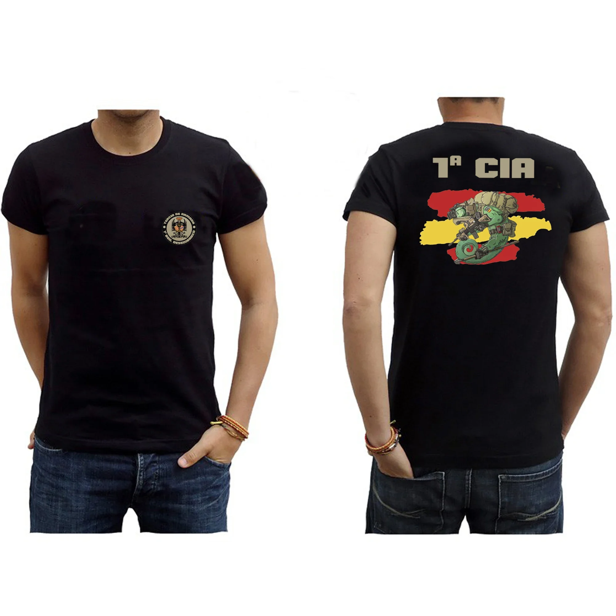 Camiseta 1a Compañía Infanteria de Marina Española Camiseta 100% algodón cuello redondo manga corta verano Casual Camiseta para hombre Streetwear