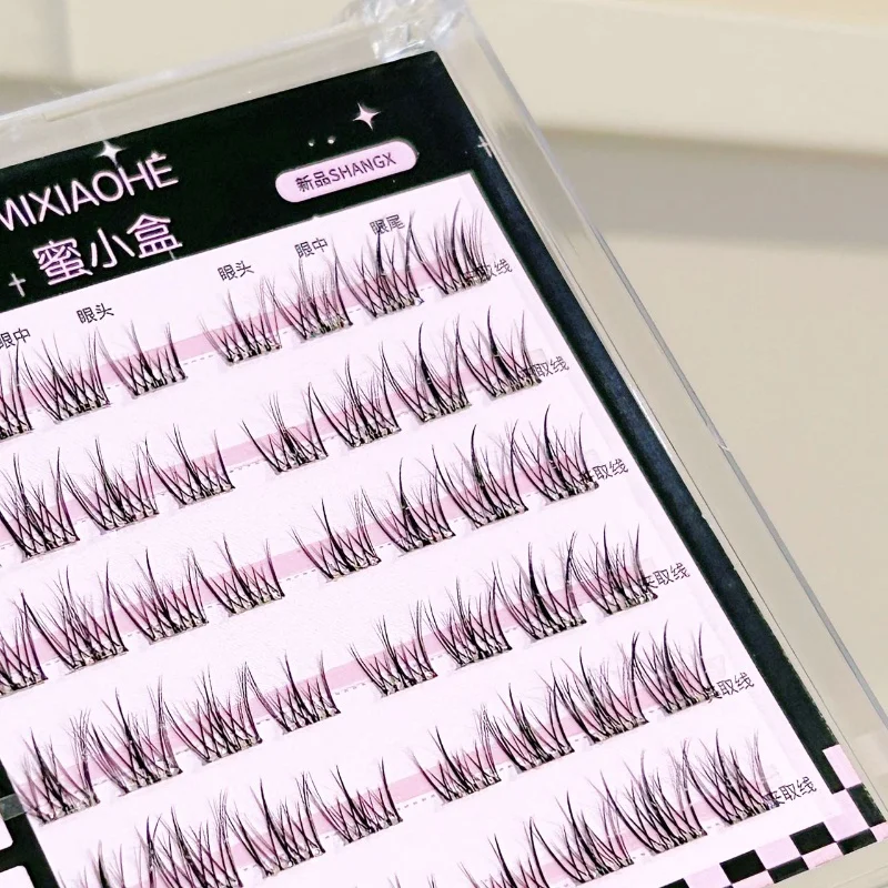 Glue-Free Mini Fish-Tail Lashes Invisible Lightweight Clusters Quick Application Sheer Natural Look for Soft, Enlarged Eyes - view 3