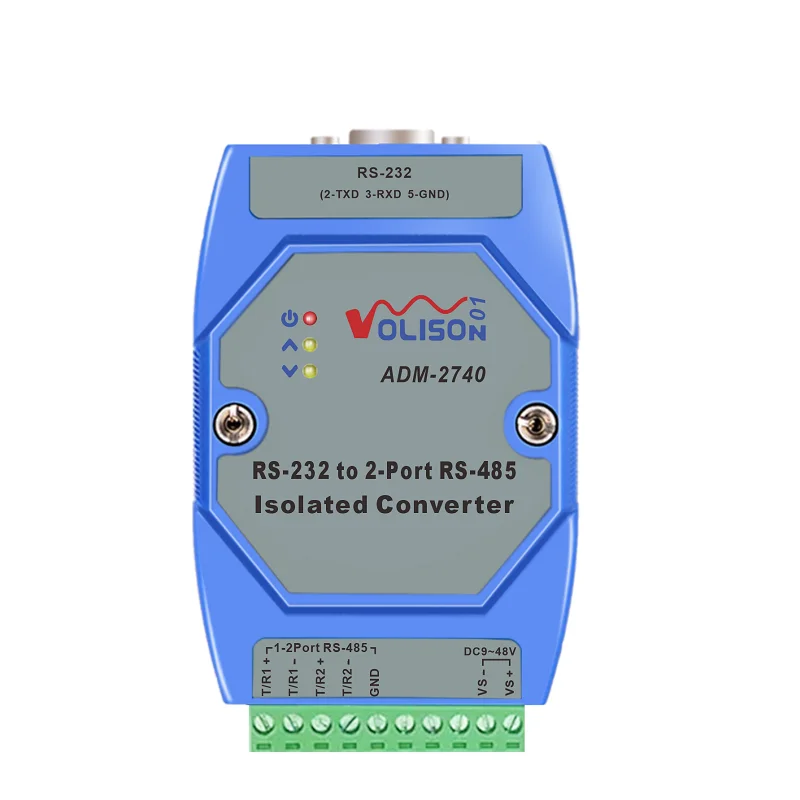 ADM-2740 isolé RS232 à 2 voies 485 convertisseur 1 en 2 sortie airies distributeur qualité industrielle pluie Protection Rail