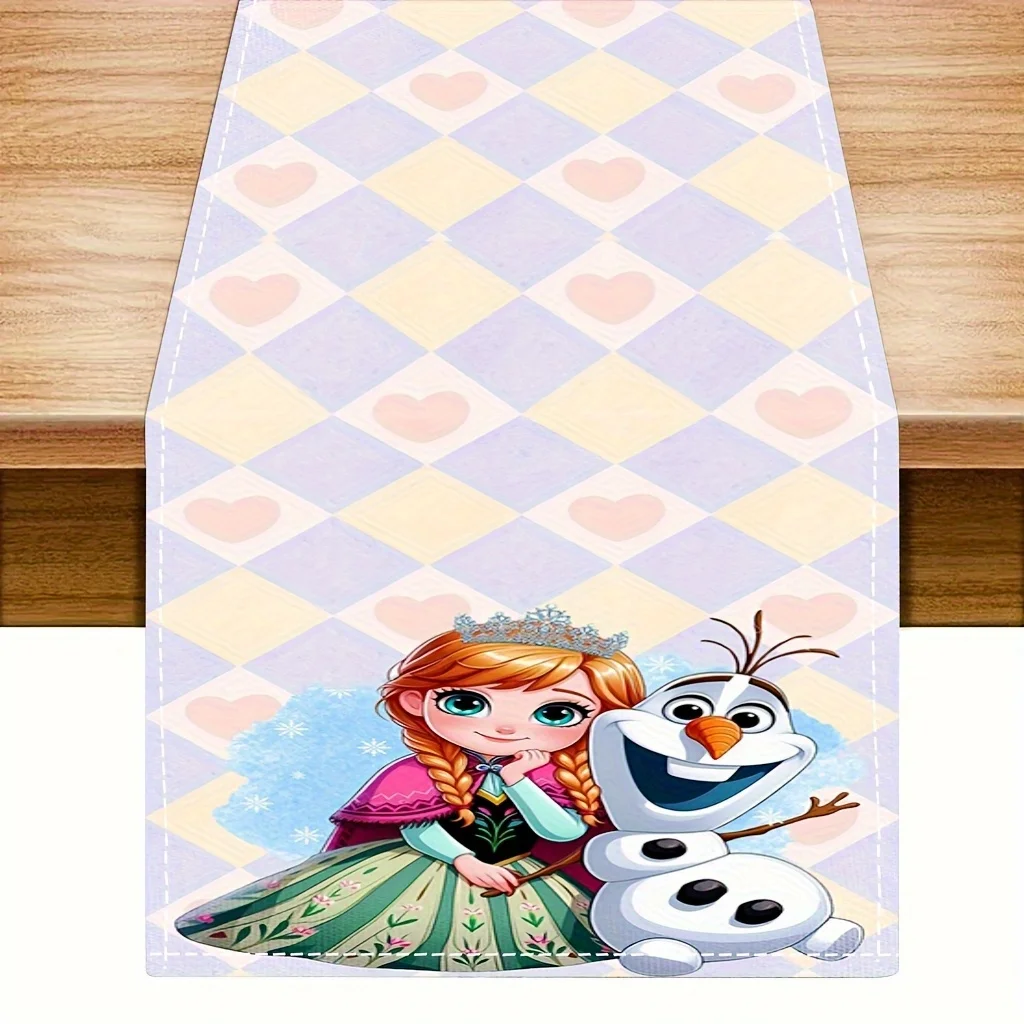 1 Piece Disney Elsa Frozen Modern Table Runner with Cartoon Print, Suitable for Various Home Styles