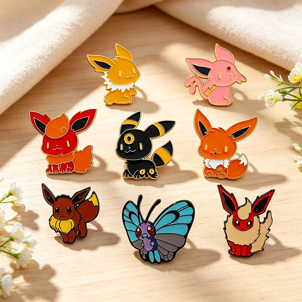 8Pcs Cute Cartoon Eevee Enamel Pins Set Monster Metal Lapel Badges  Anime Backpack Brooches Collectible Gifts for Anime Fans