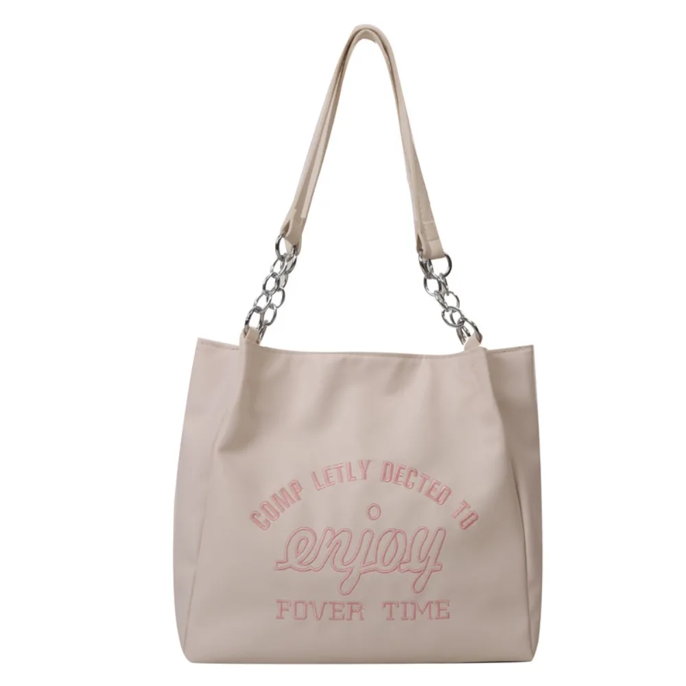 

with Pendant Letter Shoulder Bag Korean Style Solid Color Vacation Tote Bag Large Capacity Office Worker Tote Shoulder Bag Men