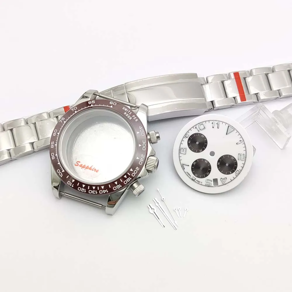 طقم VK63 من علبة الياقوت مقاس 40 مم مع حزام من الفولاذ المقاوم للصدأ ومينا معقمة وأيدي