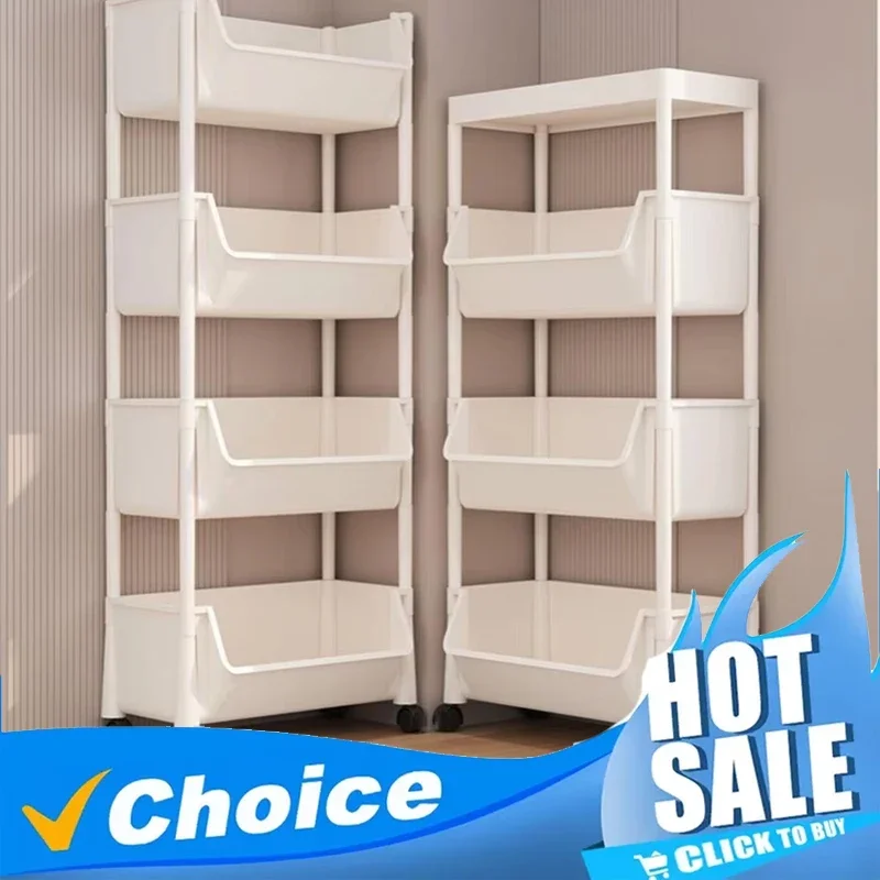 Plastic Rolling Utility Cart with Wheel Storage Organizer for Kitchen Bathroom Living Room Office