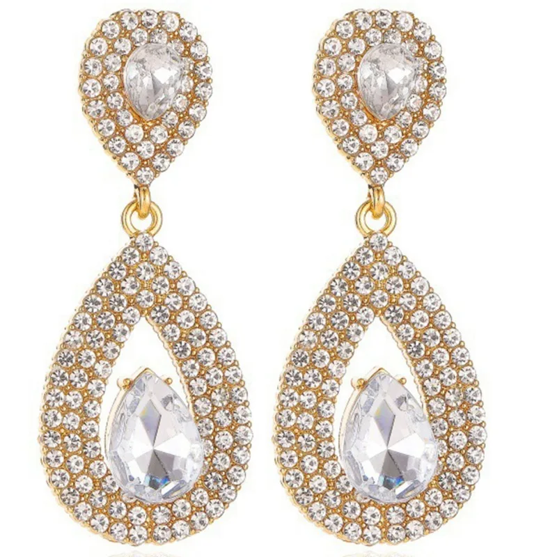 Korean-designed pave-set diamond teardrop drop earrings Elegant and sophisticated for weddings and formal occasions
