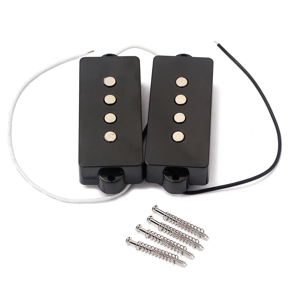 4 String Bass Pickups Set Black Open Style For Pb Electric Bass Guitar Replacement V Medium Output Wax Potted Rich