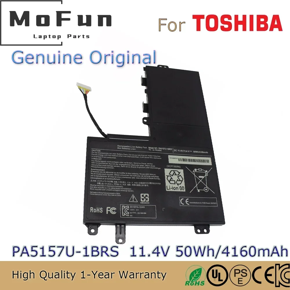 

Brand New Original PA5157U-1BRS 11.4V 4160Mah Laptop Battery for Toshiba Satelite M50-A-10E U50T-A M40-A E55 etc.