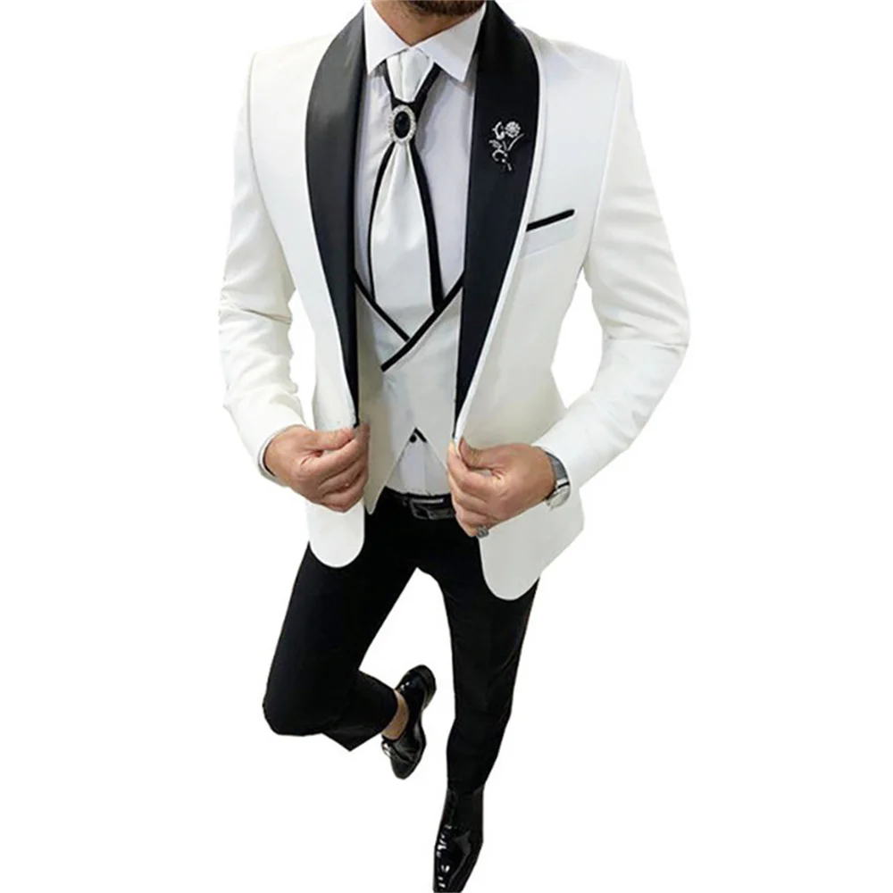 

Handsome Wedding Men Suits Tuxedo Groom Wear Slim Fit Terno Masculino Prom Blazer For Man Costume Homme 3 Piece