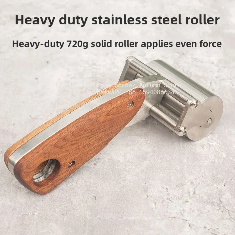 Heavy Duty Stainless Steel Roller, Leather Edge Press, Hand Push Leather Wheel Roller Compaction Tool