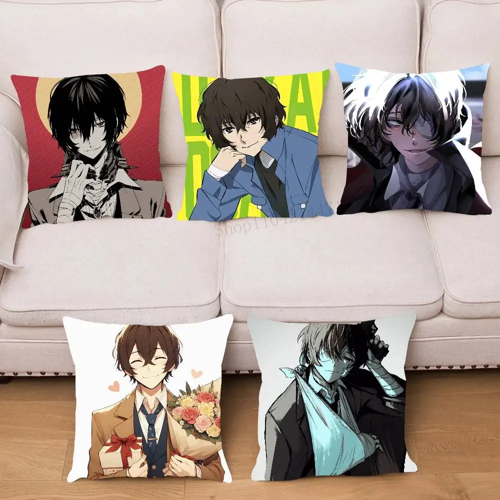 B-Bungo Stray Dogs Anime Pillow Case Fashion Square Pillowcase Bedroom Sofa Room Ins Decoration Leisure