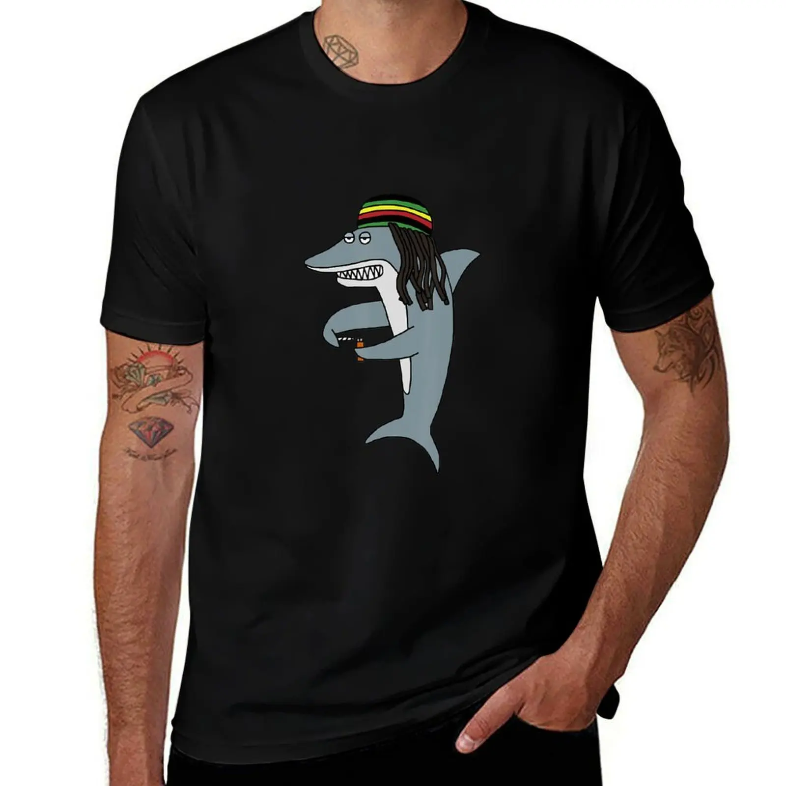 

Reggae Shark Funny Dreadlock Rasta T-Shirt cute tops shirts graphic tee oversize t-shirts man graphic shirts Men's t-shirts