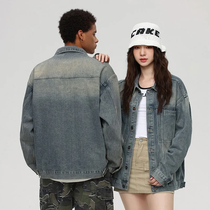 

Джинсовая куртка унисекс с вышивкой в стиле ретро для мужчин и женщин, повседневное джинсовое пальто большого размера