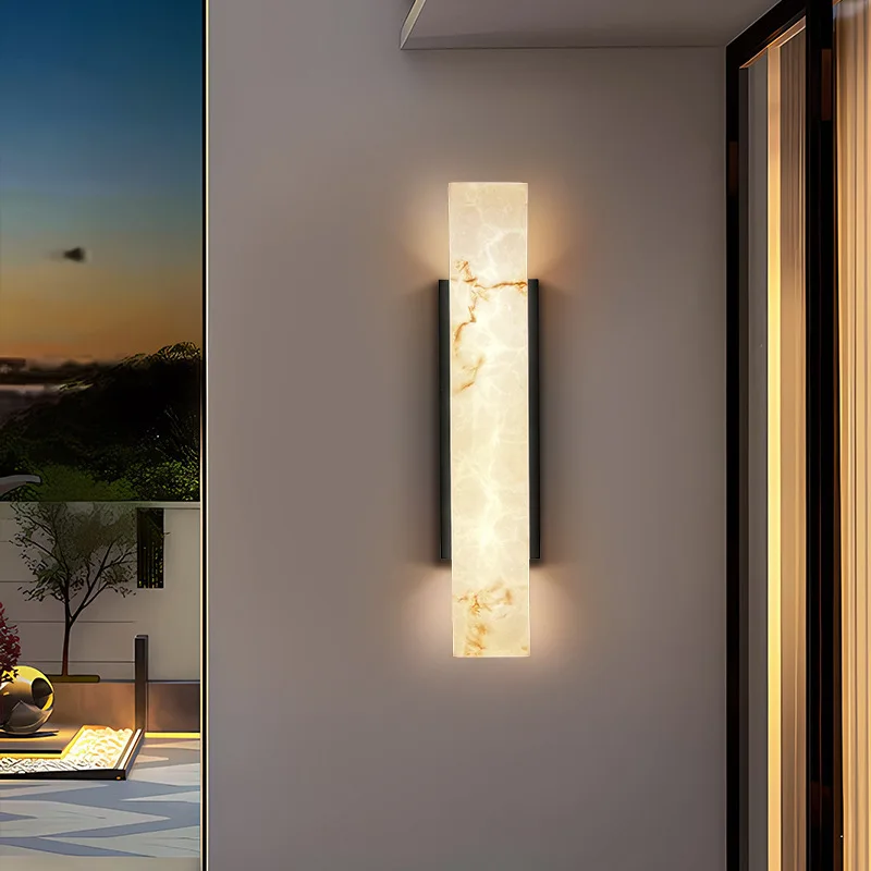 Nordic Luxury Wall Light Outdoor Waterproof Minimalist Lmitated Marble LED Light for Street Adorn Stainless Steel Porch Lamp
