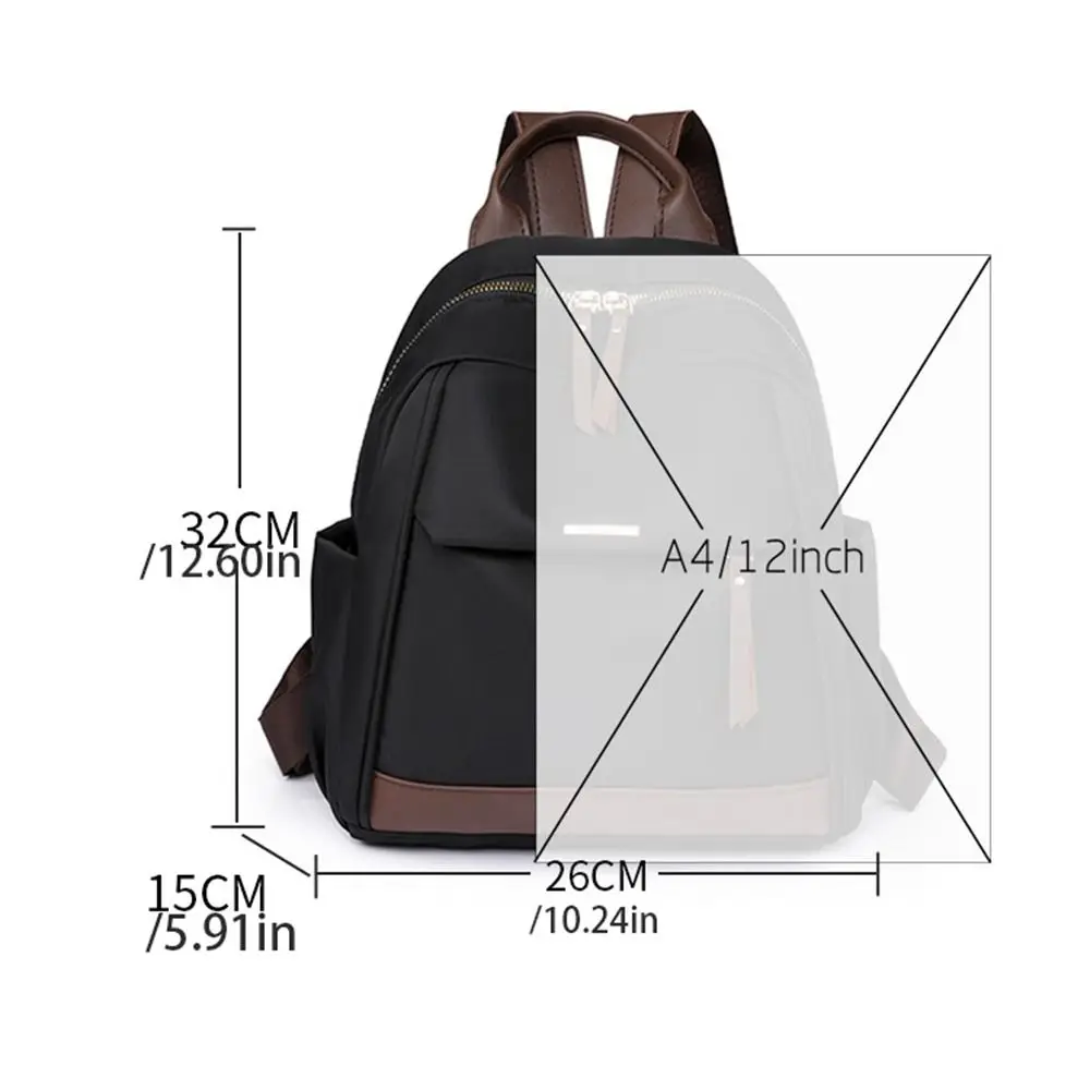 Casual Canvas Nylon Backpack Large Capacity Zipper Women Backpack Lightweight Waterproof Oxford Shoulder Bag Storage Bag