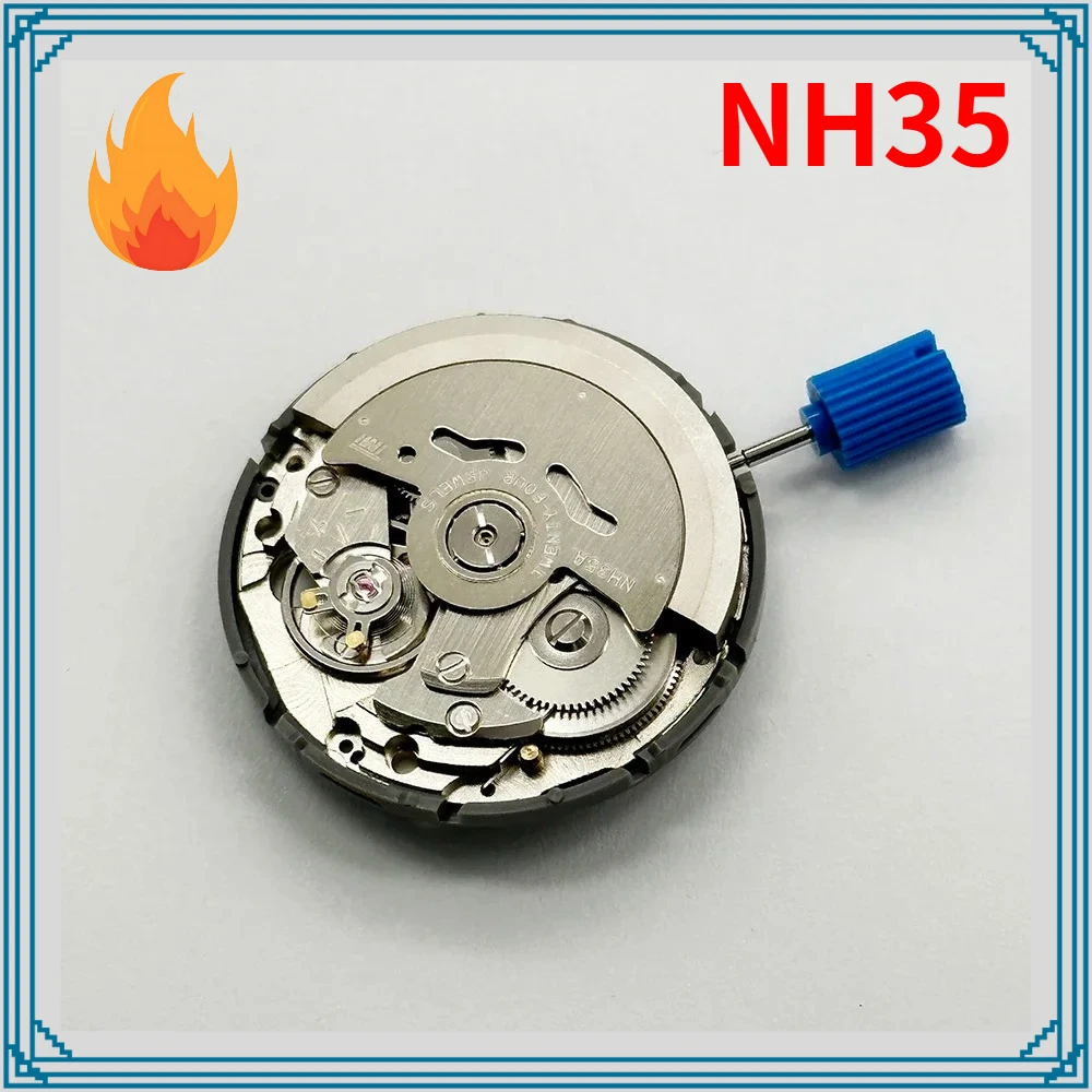 High Accuracy Mechanical Movement NH35 Premium NH35A White At 3/3.8/6 Date Wheel 24 Jewels Automatic Self-winding Movt Replace