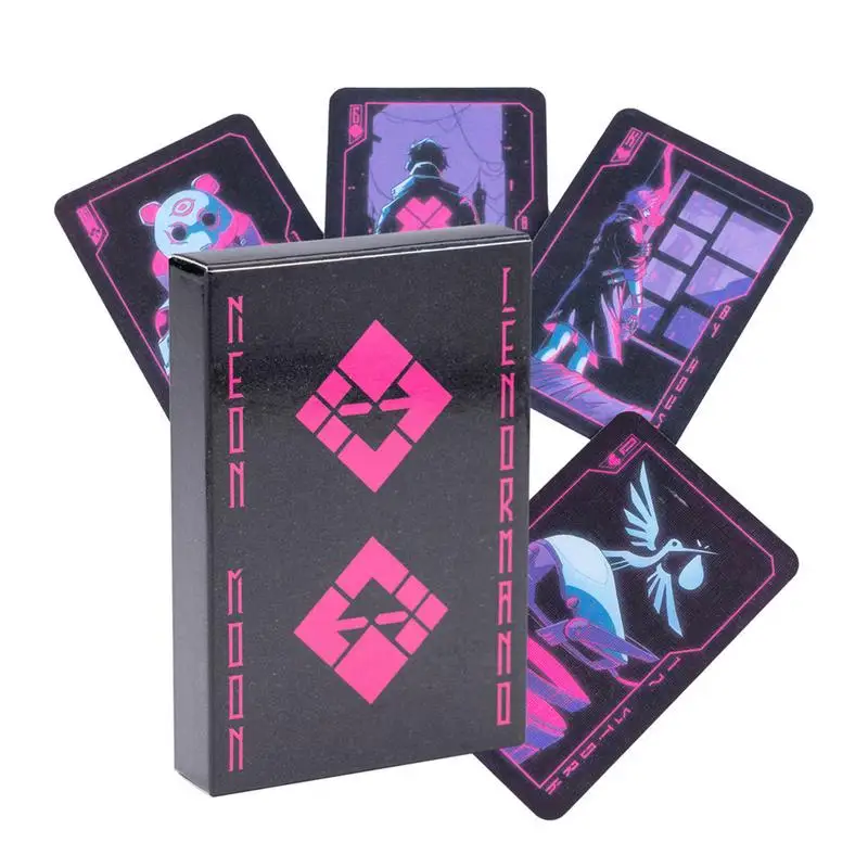 Tarot Cards Set Unique Black Violet Neon Moon Tarot 40-Card Tarot Fortune Telling Cards Tarot Decks Board Game Complete Set