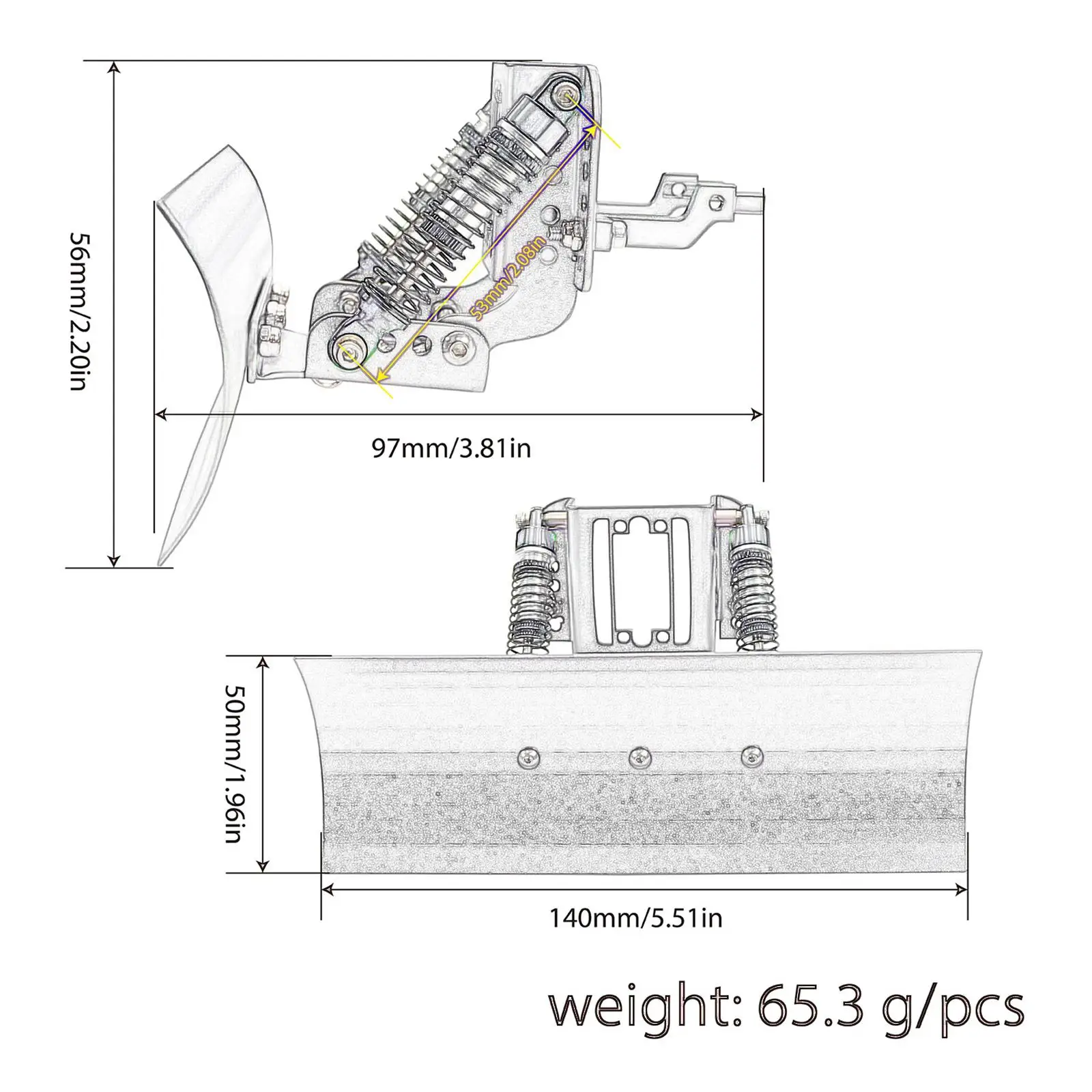 1/18 RC Metal Snow Plow Aluminum Alloy Snow Plough for TRX4M Trucks Vehicles RC Car DIY