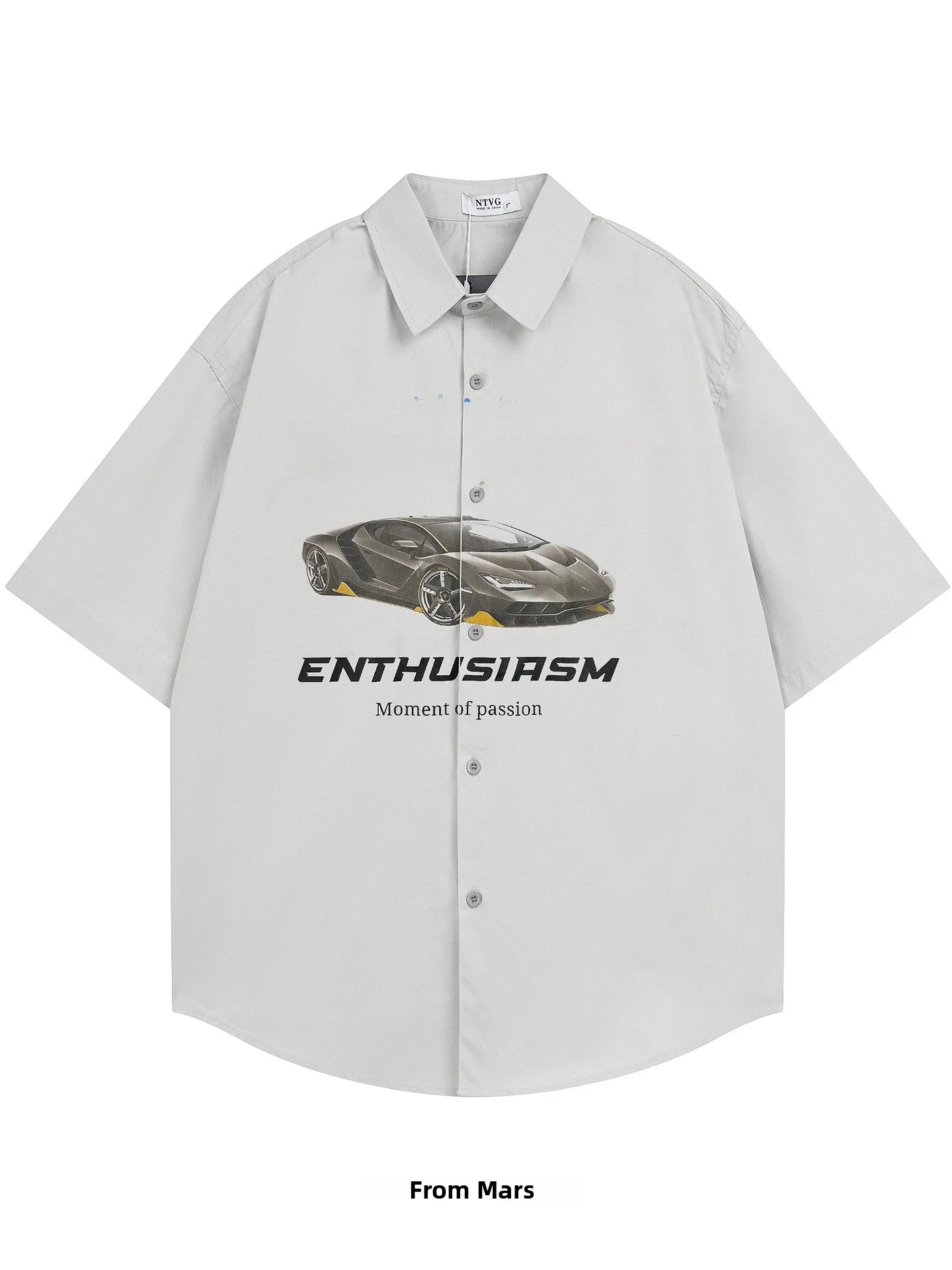 

Loose ort Sve irt from Racing at the End of Summer Casual Sle ex Breathable Cotton Youth Faion