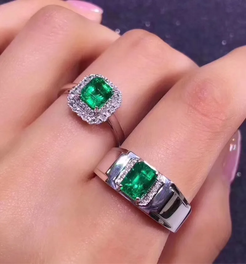 Simple 925 Silver Emerald Ring for Daily Wear  Natural Emerald Silver Ring Sterling Silver Gemstone Ring Couple Engagement