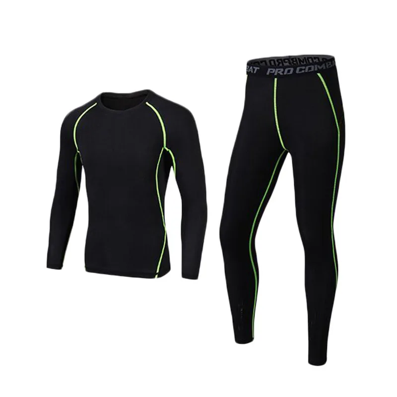 Collants à séchage rapide pour garçon, leggings pour jeunes enfants, chemise à manches longues, basket-ball, football, sport, fitness, trempé, automne, hiver, 1 ensemble