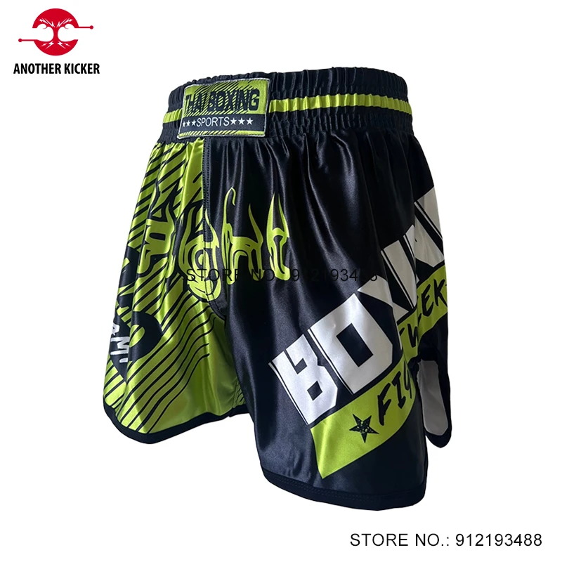 

Muay Thai Shorts Green Black Thai Boxing Shorts Quick Dry Martial Arts MMA Clothing Men Women Kids Sanda Kickboxing Fight Shorts