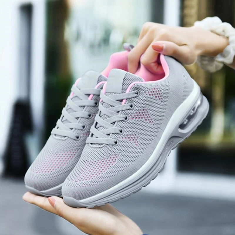 Fashion Sneakers Women Shoes Stretch Fabric Air Cushion Sports Shoes Woman Platform Shoes Ladies Loafers Student Casual Shoes