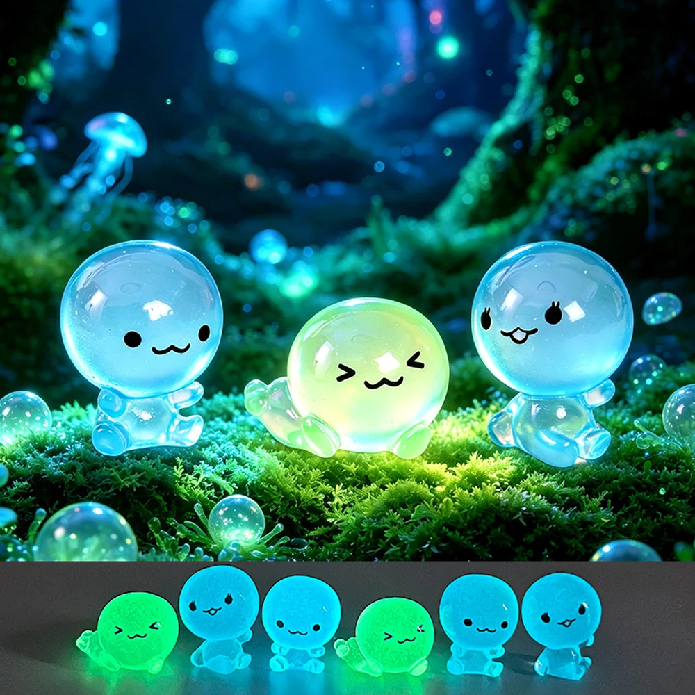 3Pcs Luminous Transparent Algae Mini Figures Resin Micro Landscape for Aquarium, Fairy Garden, DIY Miniature Landscape Decor