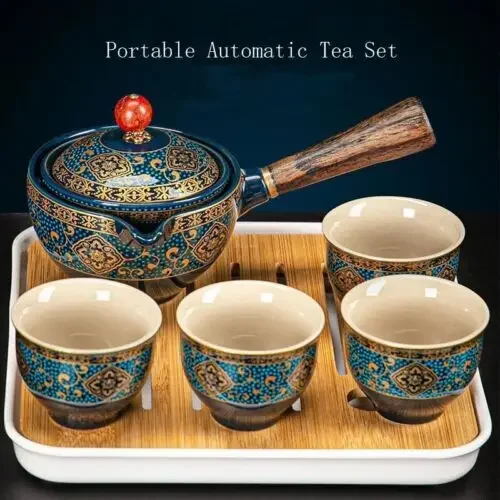 Automatic Spinning Travel Kettles Portable Lazy Kung Fu Tea Set Teapot Teaware*