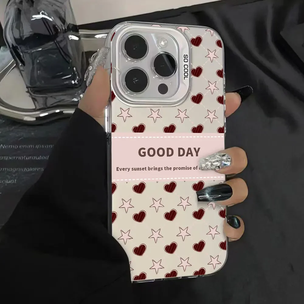 Case For POCO M6 Pro X6 X5 Pro 4G 5G C65 C61 C50 C51 M2 M5S X4 NFC Silver IMD Phone Funda Luxury Love Heart Plaid Pattern Cover