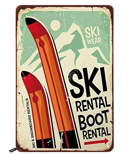 

Ski Rental Tin Signs,Ski Wear Boot Rental Vintage Metal Tin Sign for Men Women,Wall Decor for Bars,Restaurants,Cafes Pubs,12X8