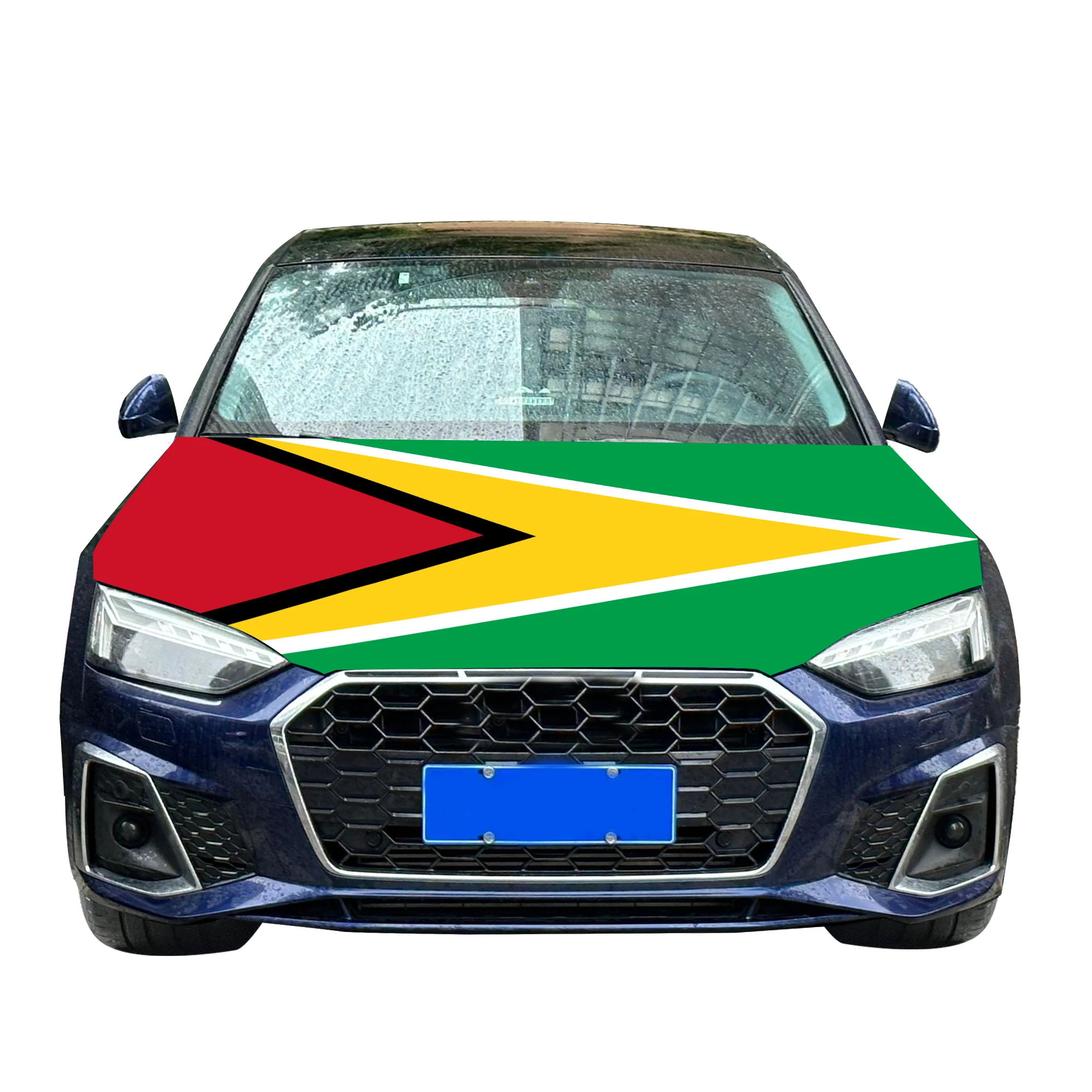 Guyana Car Hood Cover Flag  Universal Size Elastic Polyester 120x150cm for Car Decor