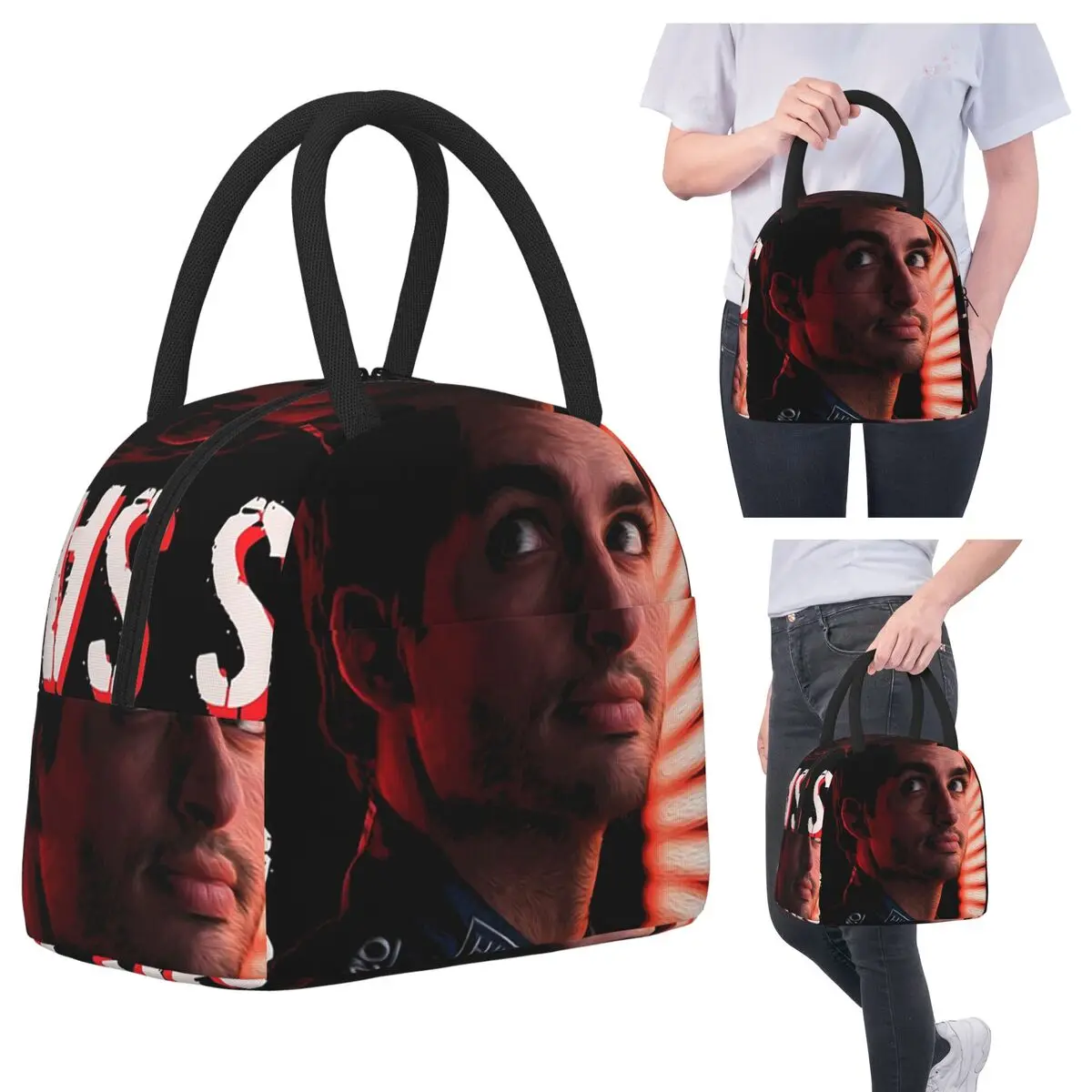 Carlos Sainz Jr F1 Signature Graphic - Dark Lunch Bags Insulated Bento Box Portable Lunch Tote Leakproof Picnic Bags Thermal Bag