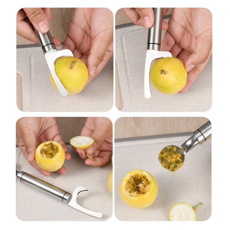 

Passion Fruit Opener,2-in-1 Stainless Steel,Passion Fruit Spoon and Opener, Durian Opener Easy to Clean, Effortless to Use