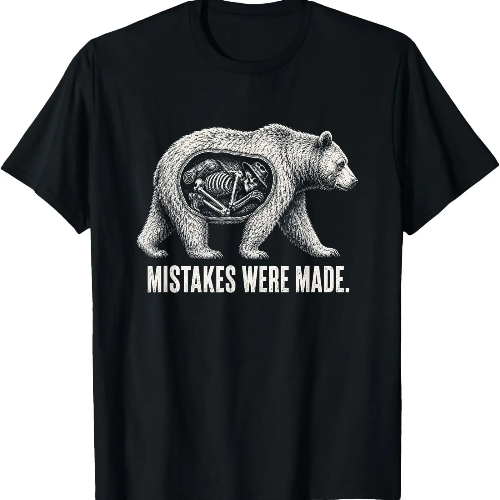 Mistakes were Made Funny Bear Skeleton Hiking Humor T Shirt vintage Washed Soft designer clothes Slightly Comfortable fashion