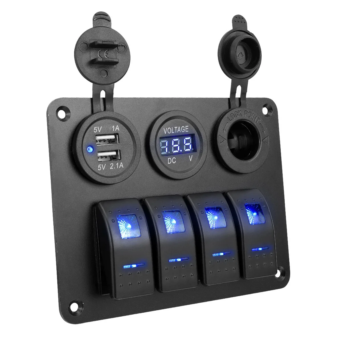 MARINE ACCESSORIES 4+3 GANG ROCKER SWITCH PANEL, 3.1A DUAL USB CAR CHARGER, WATERPROOF DIGITAL VOLTMETER CIGARETTE LIGHTER SOCKE - view 4