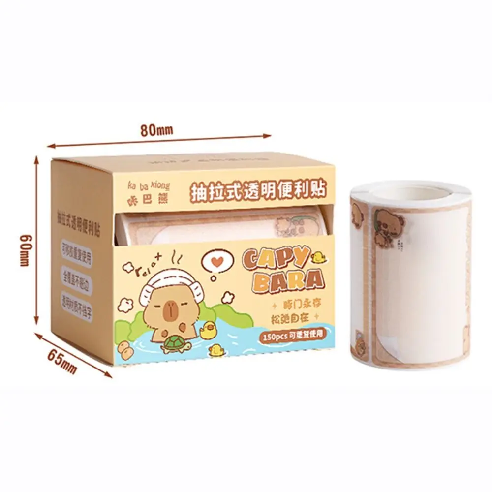 150PCS/Set Pull-out Design Memo Pad Full Adhesive Capybara Labels Stickers DIY Glitter Scrapbook Sticker School Office Supplies