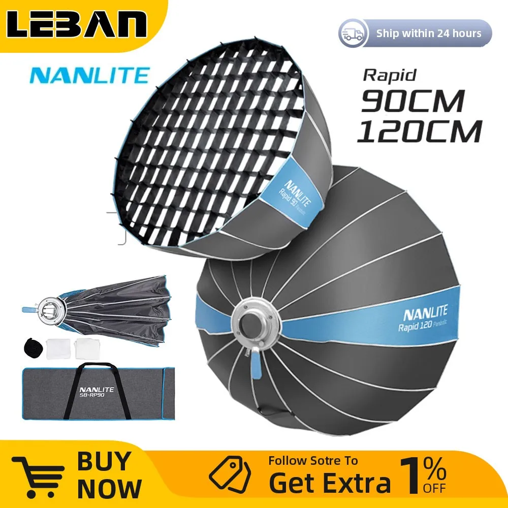 Nanlite Rapid 90CM 120CM Parabolic Softbox Bowens Mount Quick
