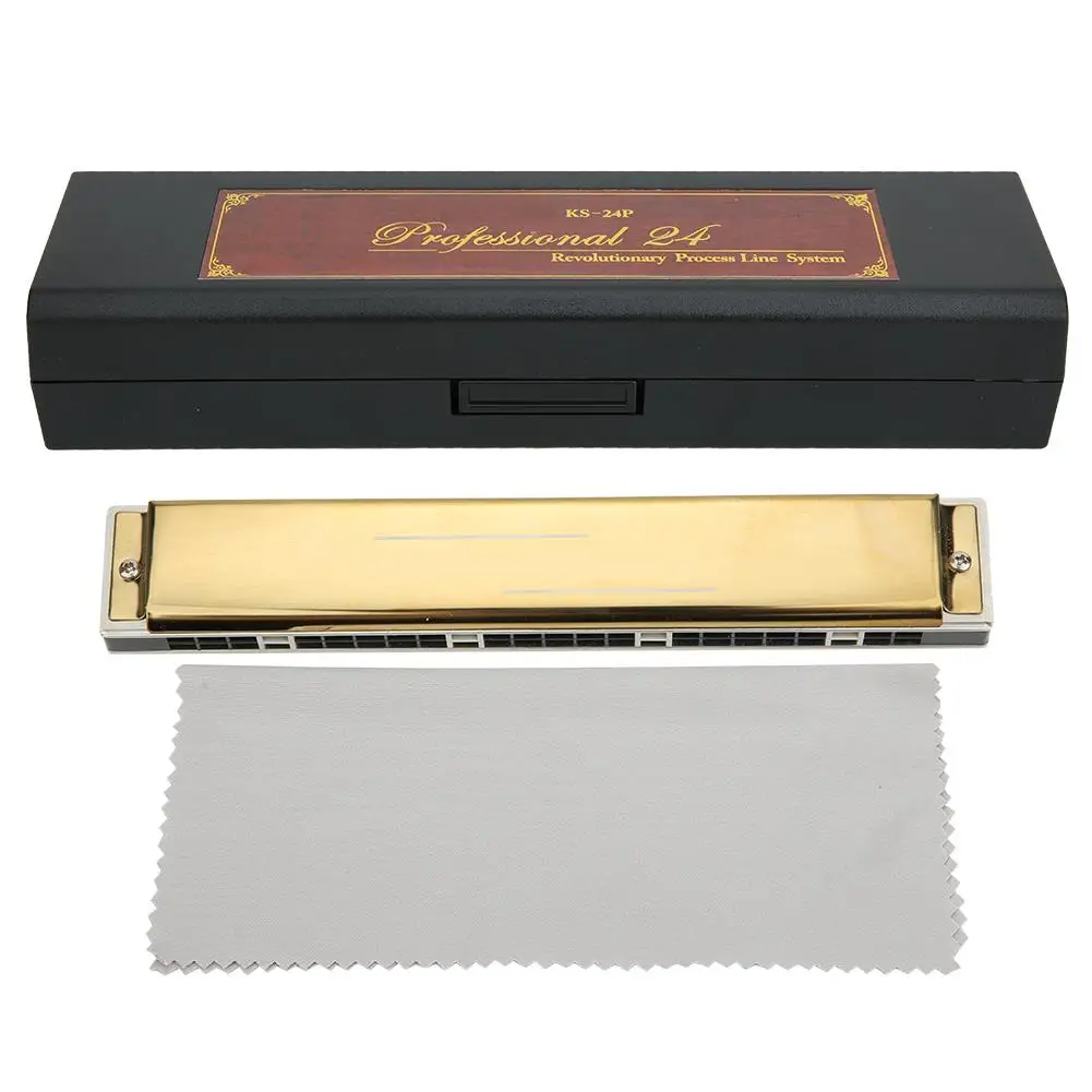 

Professional Diatonic Harmonica in Key A/G/F/D - 24-Hole Mouthorgan with 1.2mm Brass Base Plate