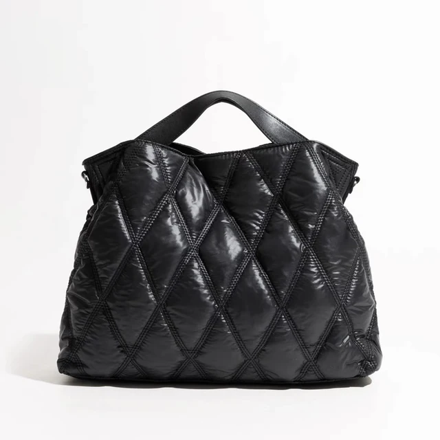 Moda Lingge pikowana rozdymkowa torba z grubej bawełny projektant wyściełane torebki damskie Casual nylonowe torby na ramię typu crossbody torba o dużej pojemności