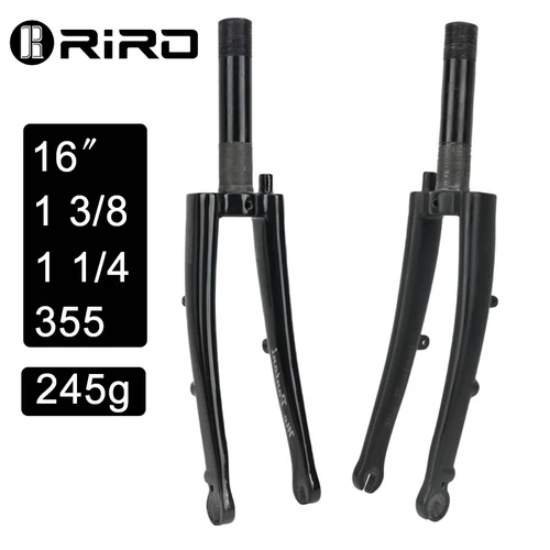 RIRO 16in 자전거 포크 탄소 섬유 접이식 자전거 포크 Brompton C/디스크 브레이크 접이식 자전거 포크 1 3/8 1 1/4 355 타이어
