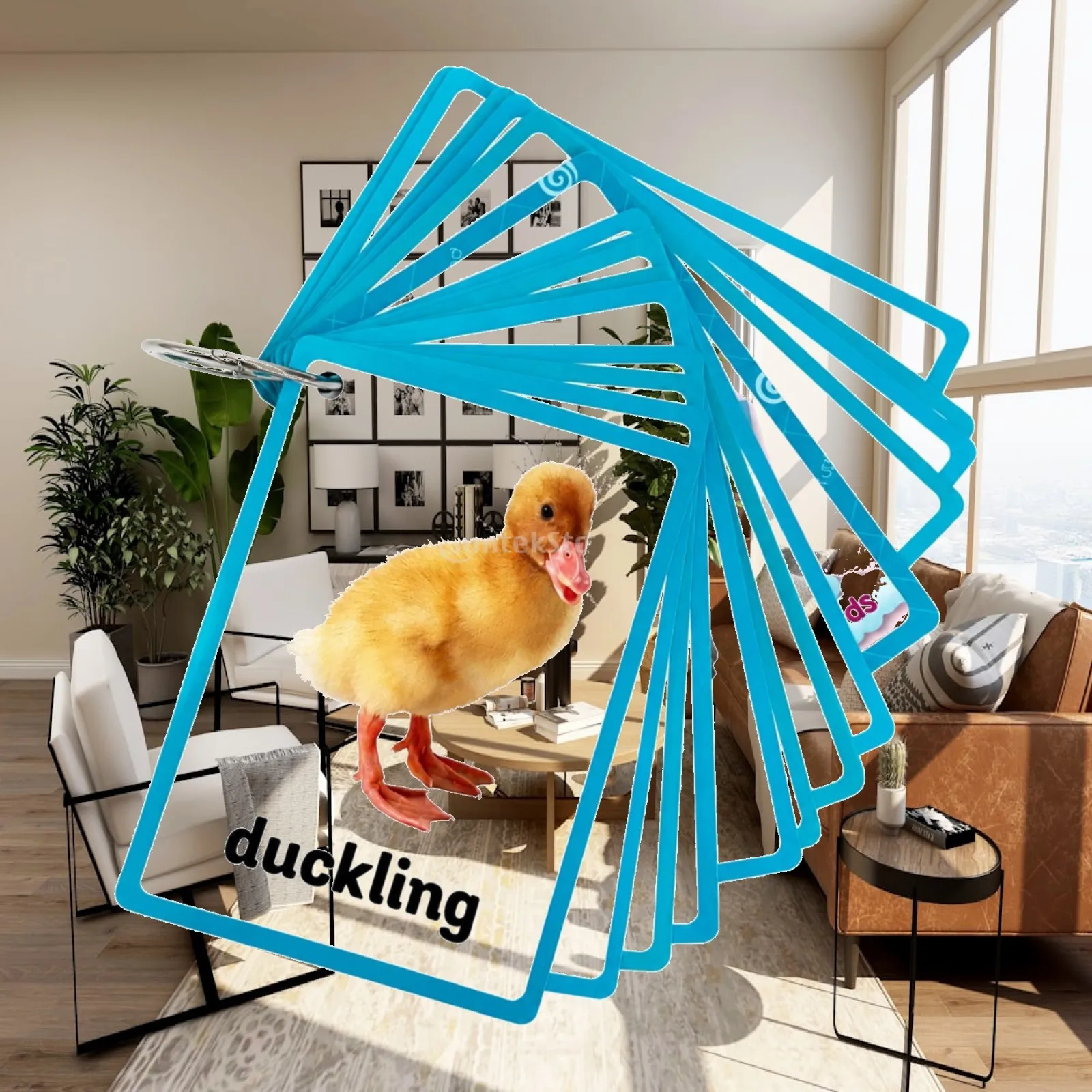 19 Pieces English Learning Flashcards Long-Lasting Picture Vocabulary Cards with Animal Photos Scan-Enabled Learning Flashcard