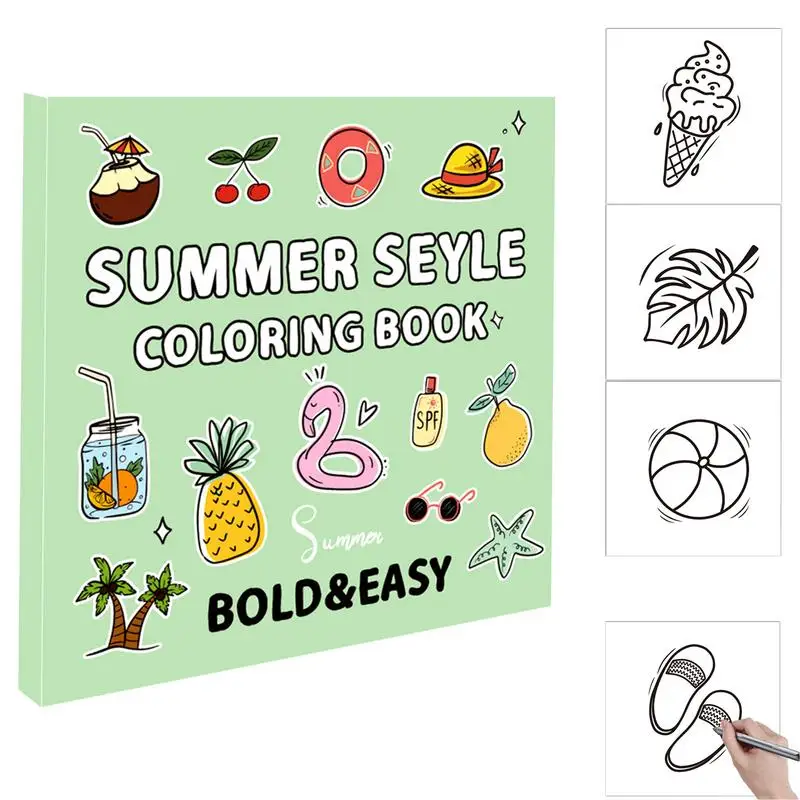 Summer Coloring Book Coloring Activity Book 40 Sheets Bold & Easy Coloring Book For Children Aged 4 And Up Including Beach