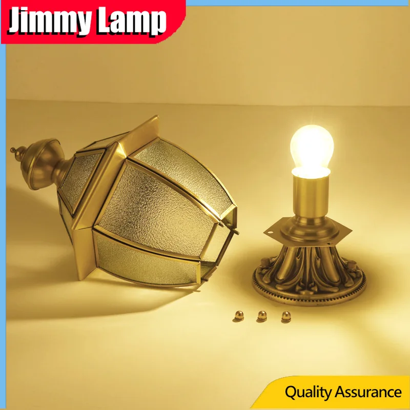European Style Copper Waterproof Fenced Column Headlamp Villa Outdoor Landscape Garden Courtyard Lawn Column Wall Headlight 220V