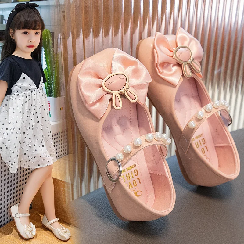 

Girls' Leather Shoes Spring and Autumn 2024 New Children's Style Princess Shoes Baby Soft Soled Single Shoes Medium and Large