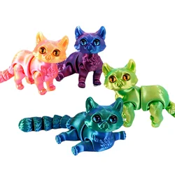 3D Printed Cute Cat Figurine Animals Model Toy Desktop Pet Articulated Cat Collectibles Toy for Home Office Tabletop Decoration
