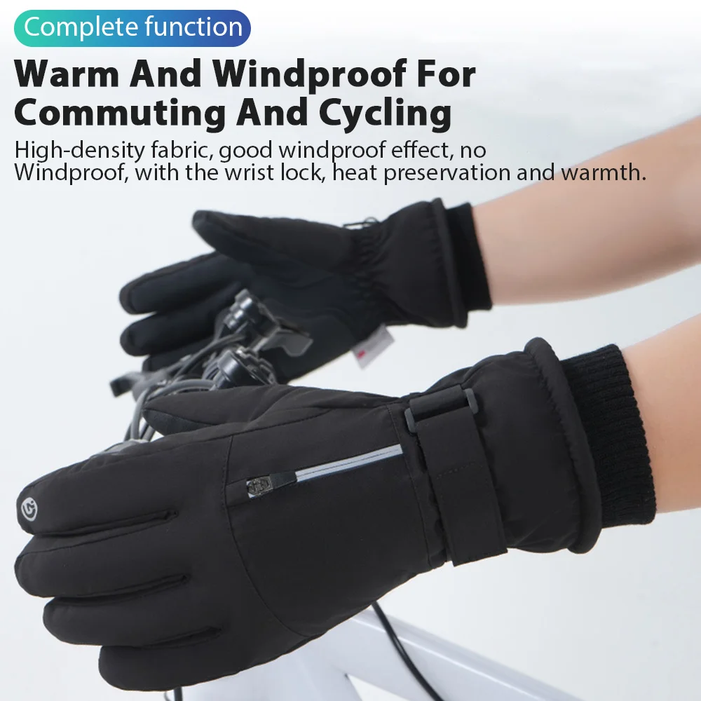 Männer Winter Wasserdichte Radfahren Handschuhe Outdoor Sport Laufen Motorrad Ski Touchscreen Fleece Handschuhe Nicht-slip Warme Volle Finger – Detail 12